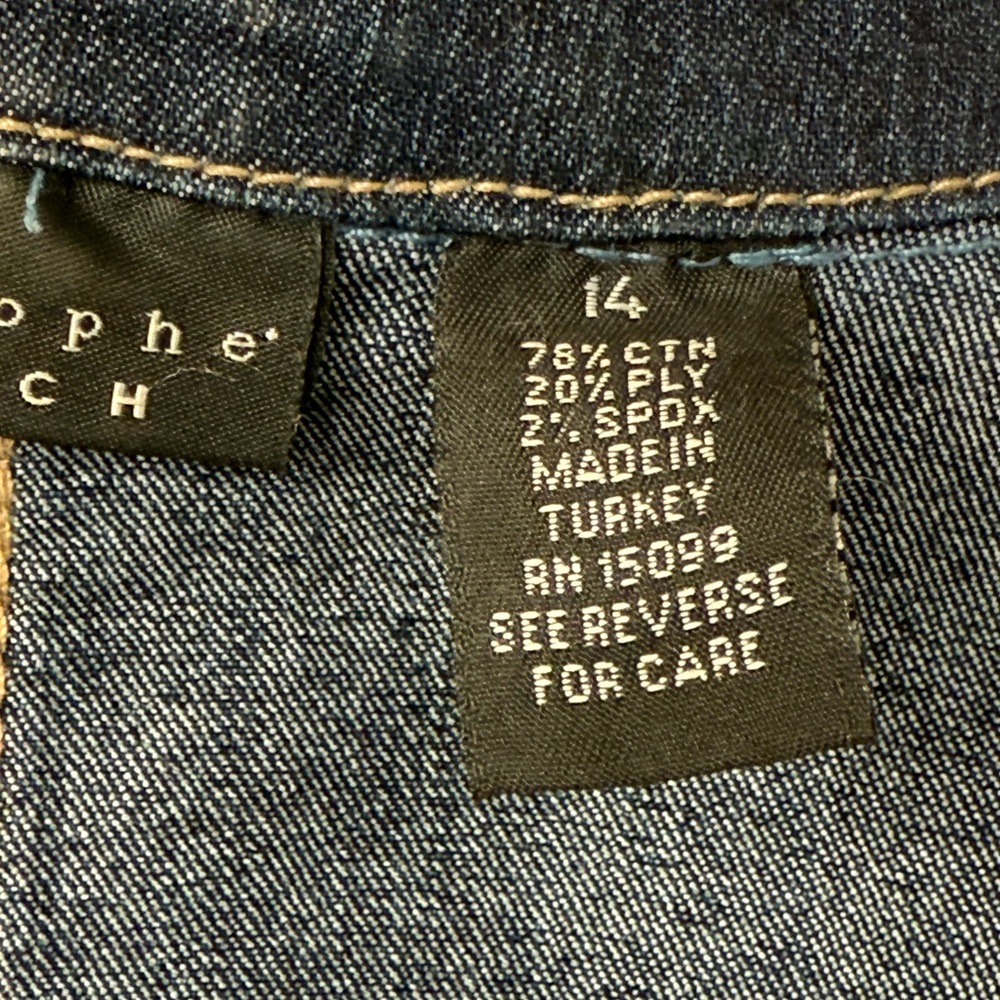 Apostrophe Stretch Women's 3/4 Sleeve Single Breast Jean Blazer Blue Demin Sz 14 - Picture 5 of 7